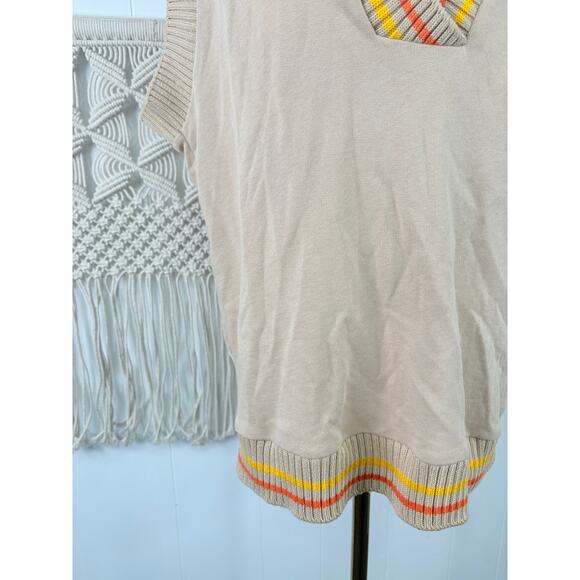 Adidas Originals Preppy Varsity Knit Tank Top Large Tan Cream - Picture 9 of 12